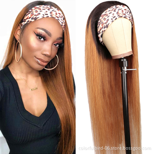 Straight Headband Wig Human Hair Wigs For Black Women 1b/30 Ice Silk Headband Wigs Peruvian Virgin Human Hair Straight Hair